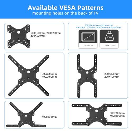 Image of Suptek Adjustable TV Wall Mount Swivel and Tilt TV Arm Bracket for Most 32-55 inch LED, LCD Monitor and Plasma TVs up to 70lbs VESA up to 400x400mm (MAFD-L400)