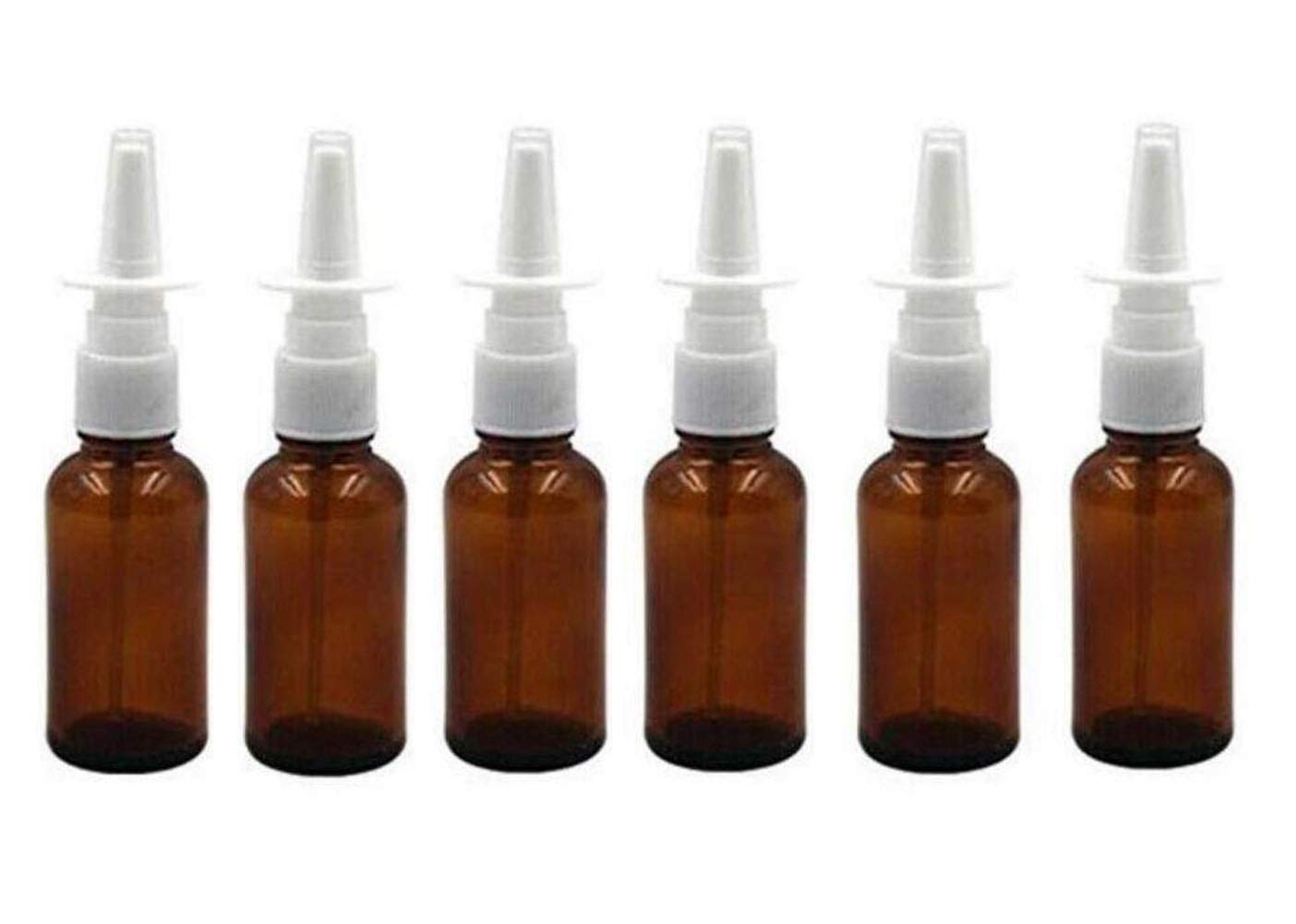 6PCS 15ML Empty Brown Glass Sprayer Nasal Bottle Empty Travel
