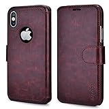 Filoto iPhone Xs Wallet Case, iPhone X Case, Premium PU Leather Wallet Case with Card Holder/Magnetic Closure Flip Cover for Apple iPhone X/Xs iPhone 10 (Brown)