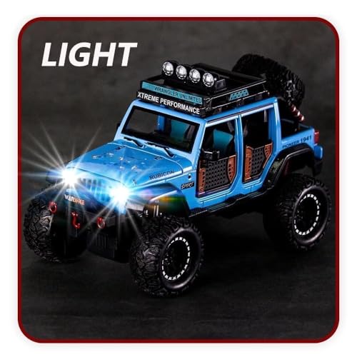 Image of Big Size Jeep Wrangler Rubicon Alloy Pickup 1:24 Scale Model Car Exclusive Alloy Metal Car Die-cast Pullback Toy with Sound & Light Music Best Gifts Toys Kids【Colors as Per Stock】