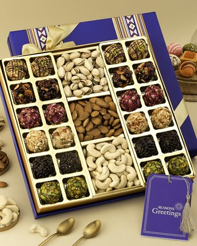 Image of HyperFoods Diwali Gifts for Family and Friends With DryFruit 24 Pcs Ladoo Sweets Gift Diwali Gifts Sweets Gift Dry Fruit Box Cashews Almonds Pistachios Dry Fruits Gift Pack Dryfruits Combo Pack