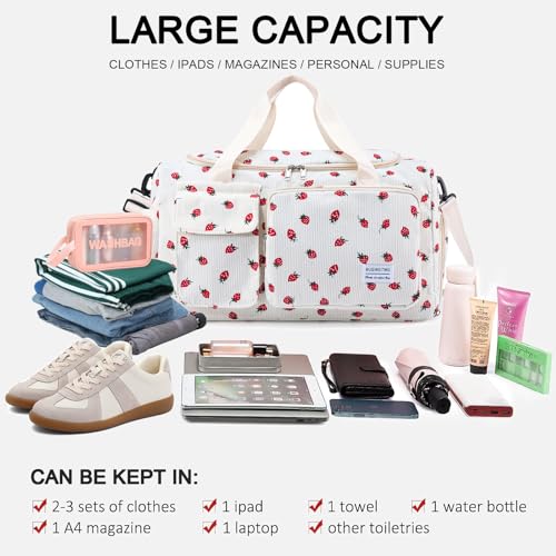 Image of Small Gym Bag for Women, Travel Duffle Bag Carry On Weekender Bag with Shoe Compartment