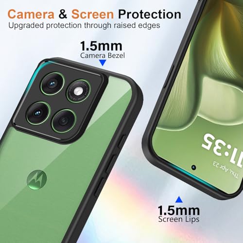 Image of Kapa Hawkeye Clear Slim Tough Back Cover for Motorola G86 Power 5G | Camera Lens Protector Anti Yellow Shockproof Clear Hybrid Case Cover (Black Sides)