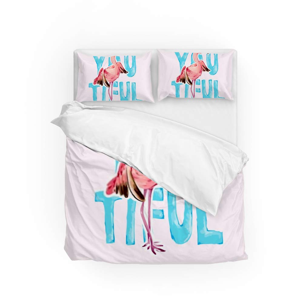 Parure de lit flamant rose couronne housse de couette aux finitions haut de gamme