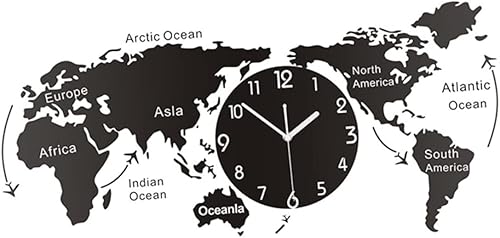 BESPORTBLE 1pc 3D Wall Clock 3D Clock Reloj De Pared Decore Silent Wall Clock Large Mute Wall Clock Wall Hanging Clock Map Decorate Luminous