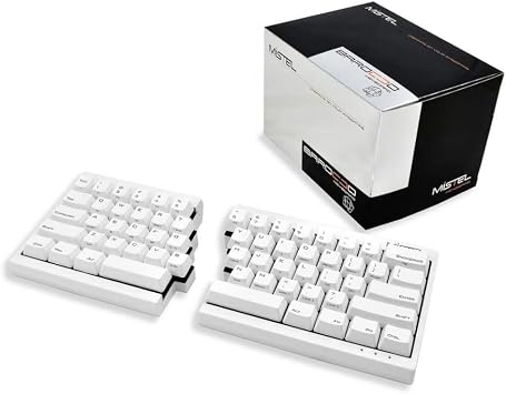 Mistel MD600 Split Mechanical Keyboard with Cherry MX Blue Switch for Windows and Mac (Programable Ergonomic Keyboard, White PBT Keycap/Case, Macro, NKRO, ASIN/US QWERTY)