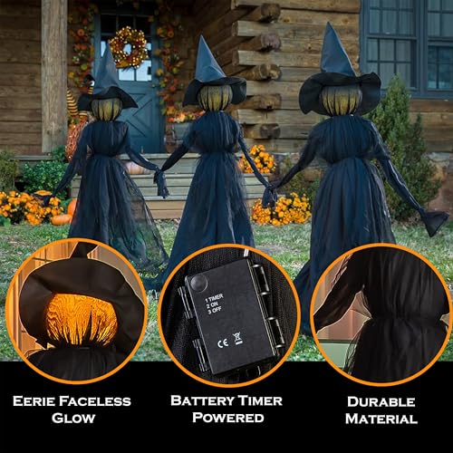 Evergreen Set of 3 LED Black Halloween Witches with Hats Stakes の商品画像 3