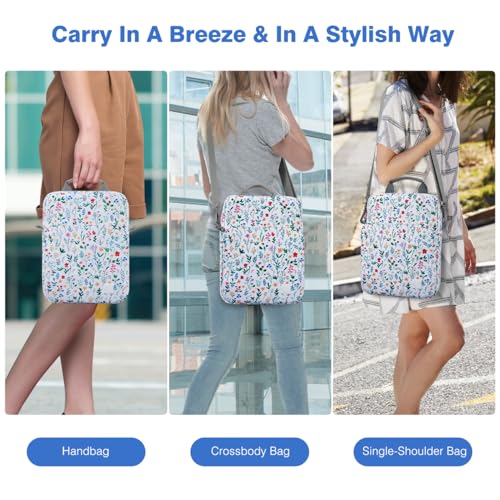 Image of Dadanism 9-11 Inch Tablet Sleeve Bag Carrying Case with Shoulder Strap for iPad (A16) 11 inch, iPad 10th Gen 10.9 inch, iPad Air M4 /Pro M5 11 inch, iPad 9 /8 /7th 10.2 inch, Galaxy Tab A11+ Plus 11 inch,Blooming Bouquet