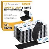 Hook and Loop Strips with Adhesive 1x5IN 20Pairs/40Strips, Black Strong Sticky Back Fastener, Heavy Duty Double-Sided Adhesive Hanging Strips for Home Office School