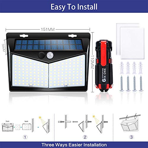 Solar Lights Outdoor 208 LED ,Solar Motion Lights Outdoor,3 Optional Modes Wireless Motion Sensor Light with 270°Wide Angle, IP65 Waterproof, Easy-to-Install Garden, Front Door, Yard, Garage-2Pack