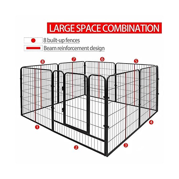 Dog Playpen,Heavy Duty Foldable Metal Indoor Outdoor Exercise Pet Pens,Dog Exercise Fence Indoor Outdoor Barrier Playpen Kennel for Dogs Cats, Large Enclosure 8 Panels Dog Playpen,Heavy Duty Foldable Metal Indoor Outdoor Exercise Pet Pens,Dog Exercise Fence Indoor Outdoor Barrier Playpen Kennel for Dogs Cats, Large Enclosure 8 Panels