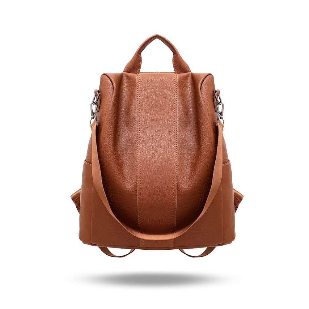 Women Backpack, Handbag PU Leather Daypack Shoulder Bag, Antitheft Ladies Rucksack Lightweight Waterproof School Bags for Women/Girls Travel, Stylish and Functional Travel Companion (Brown)