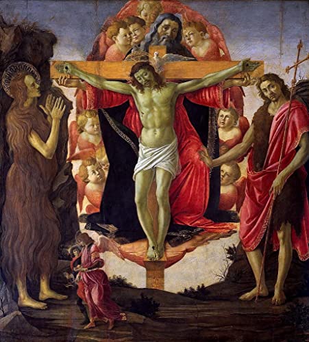 Toile Le saint avec les saints Jean le Baptiste par Botticelli 60x90cm