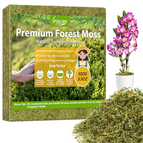 Legigo 3.5OZ Sphagnum Moss for Plants, 4QT Natural Orchid Moss Potting Mix Dired, Green Forest Plant...