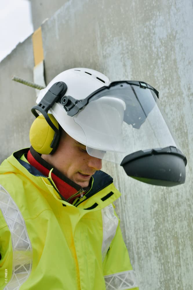 MSA 10121266 V-Gard Frame - General Purpose Applications, Fits Cap-Style Hard Hats, Black, High Density Polyethylene (HDPE), Compatible with Replaceable Debris Control Attachment, Durable & Reusable