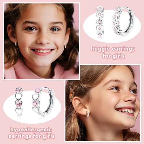 Image of Hypoallergenic Earrings for Girls Women Surgical Stainless Steel Screw Back Earrings Hoop Earring for Sensitive Ears Cute Kids Toddler Earring Jewelry