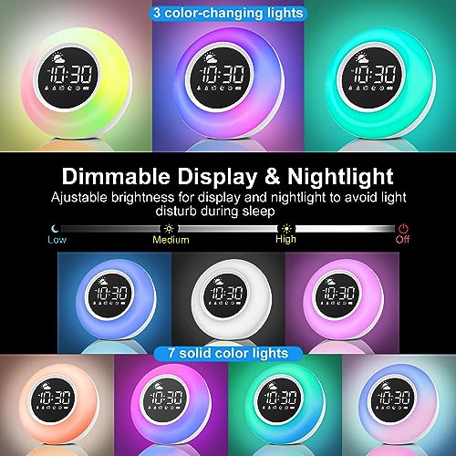 Kids-Alarm-Clock-for-Bedrooms-Toddler-Sleep-Training-Clock-with-Night-Light-Sound-Machine-Dual-Alarm-Dimmable-Children-Wake-Up-Clock-Birthday-Gift-Ideas-for-3-4-5-6-7-8-9-10-11-12-Girls-Boys