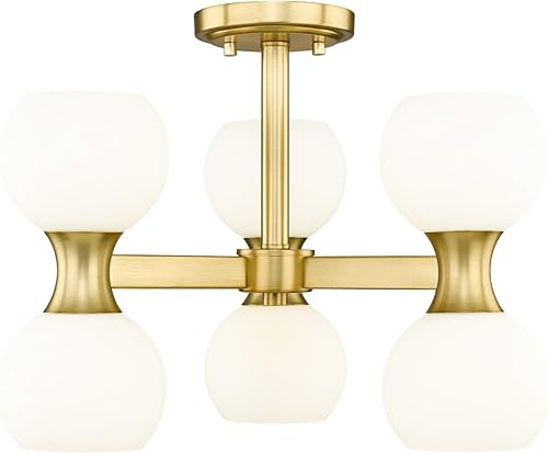 Miniatura 4 de Z-Lite 494-6SF-MGLD Artemis semi empotrado, 6 luces 360 vatios totales, oro moderno