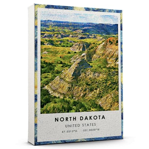 North Dakota Travel Poster, North Dakota United States road Travel Art Poster, Canvas, North Dakota Travel Canvas - 90AZ1243