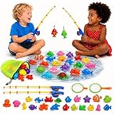 Jouet de Bain Éducatif Enfant 3+ Ans Jouet de Pêche Aquatique avec 30 Animaux Flottants Set Magnétique avec 2 Cânes & 2 Épuisettes Jeux Exterieur Enfant Jeux d Eau Exterieur pour Enfants