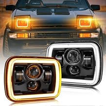 BraveWAY 7x6 LED Headlights Square Lights 5x7 Inch High/Low Beam Amber White DRL - Sealed Beam Rectangular Headlight LED Compatible with Wrangler YJ Cherokee XJ Replacement H6054 2PCS