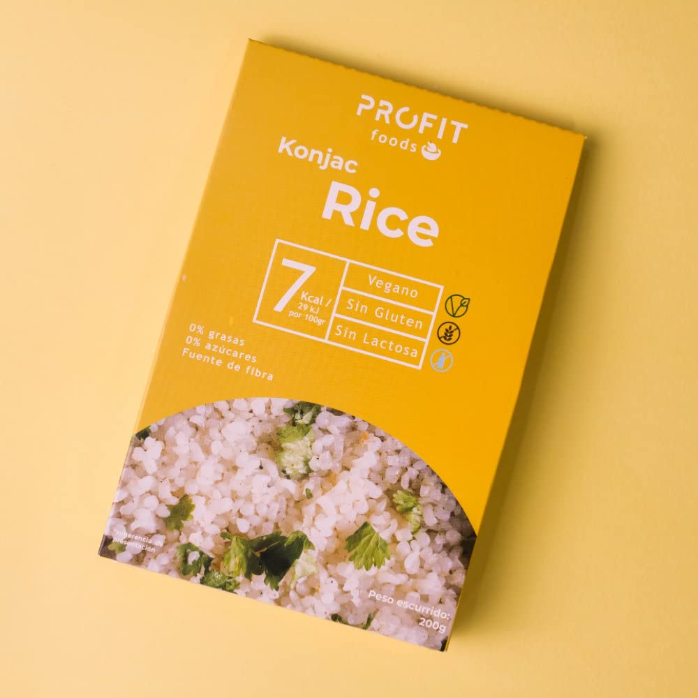 PROFIT - Konjac Rice - Arroz elaborado con Glucomanano Konjac - Bajo contenido en calorías - Ideal para dietas hipocalóricas - Libre de gluten y lactosa - 200 gr - 5