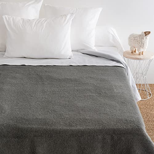 Couverture pure laine vierge Woolmark Linnea Volta d'exception 500g/m² gris - 4