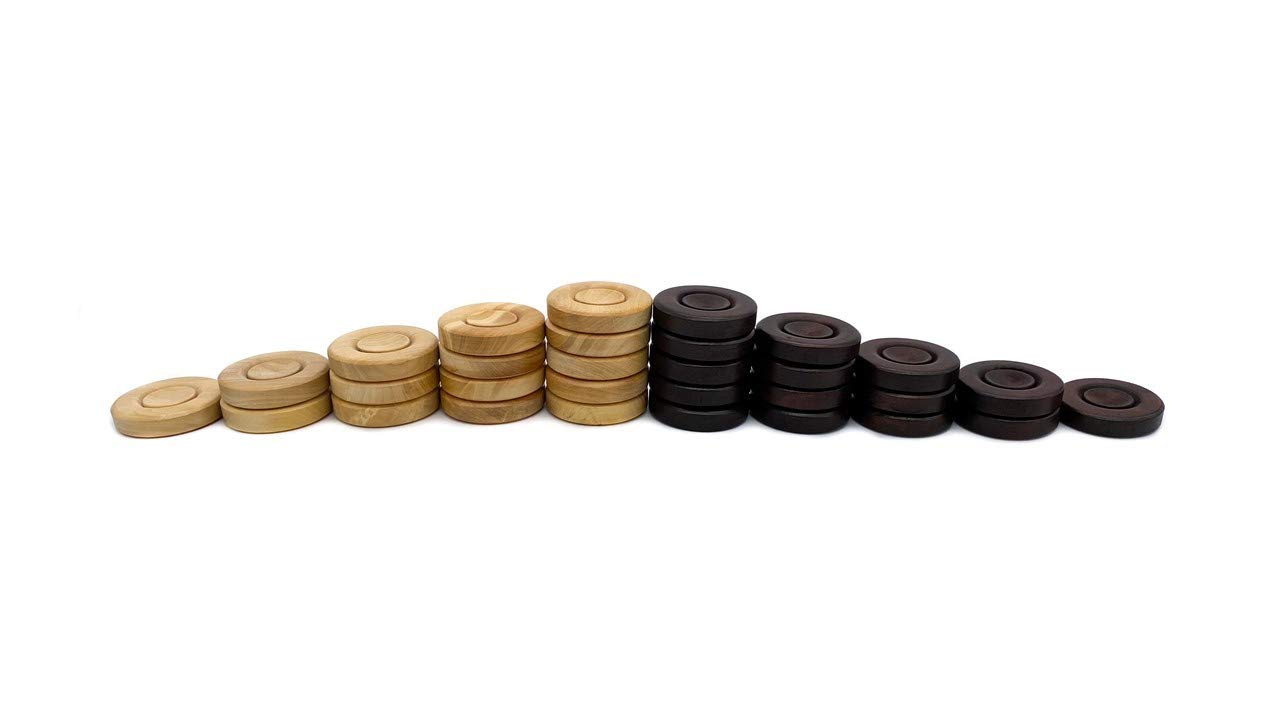 Backgammon Accessori – Pietre da gioco in legno – Dimensioni standard – Set di accessori con borsa (35mm)