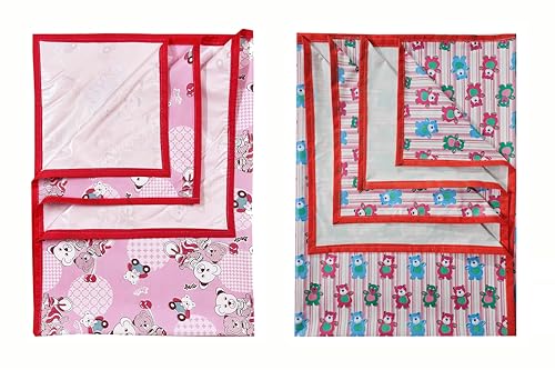 Image of EcoSoft Plastic Sheet,PVC Sheet for Kids,Rubber Sheet for Babies,Bed Wetting Protector(90 x 135 cm) (Pink Bear & Pink Tedy)