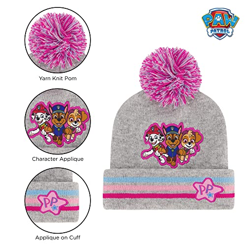 Image of Nickelodeon Girls Winter Hat and Mittens Set, Paw Patrol's Marshall, Chase and Skye Toddler Beanie for Ages 2-4