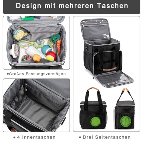 BABEYER Haustierpflegetasche, Hundepflegezubehör Organisator Tragetasche, perfekt für Haustierpflegewerkzeug Set Zubehör-Schwarz