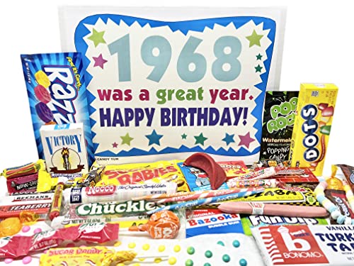 RETRO CANDY YUM ~ 1968 57th Birthday Gift Box Nostalgic Retro Candy Assortment from Childhood for 57 Year Old Man or Woman Born 1968