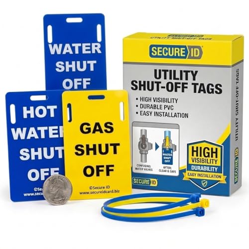 Secure ID Utility Shut-Off Tags – Set of 3 PVC