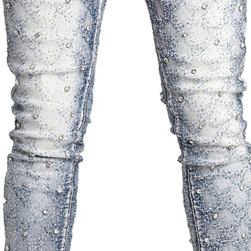 Men's Fashion Distressed Slim Fit Jeans Tapered Leg Skinny Stretch Jeans for Men Fashion Vintage Biker Denim Pants4