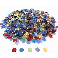 JUNWRROW Lot de 1000 jetons de comptage de bingo transparents de 1,9 cm avec sac – pour grands jeux de groupe, soirées de jeux et activités éducatives