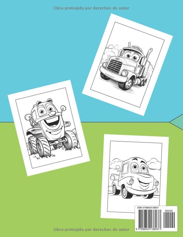 Miniatura 2 de Vehículos, libro para colorear Coches, camiones, bomberos, aviones, helicópteros, barcos, ambulancias y mucho más (Spanish Edition)