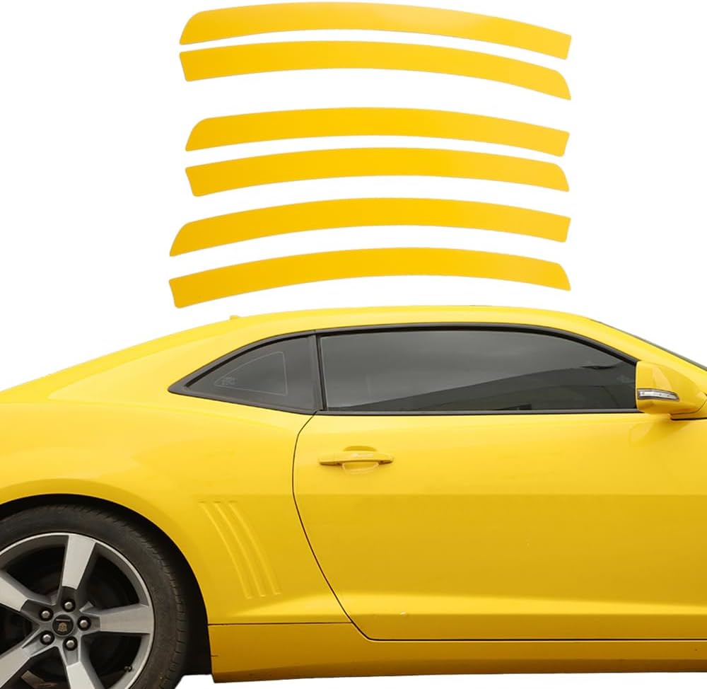 6PCS Rear Side Vent Insert Stripe PVC Stickers Decals for Chevrolet Camaro 2010 2011 2012 2013 2014 2015 Car Exterior Accessories (Yellow)