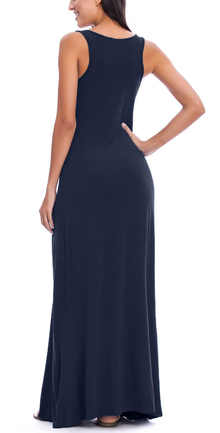 Mujeres Verano Informal Playa Sin Mangas Maxi Vestido Sólido Chaleco Largo Vestido