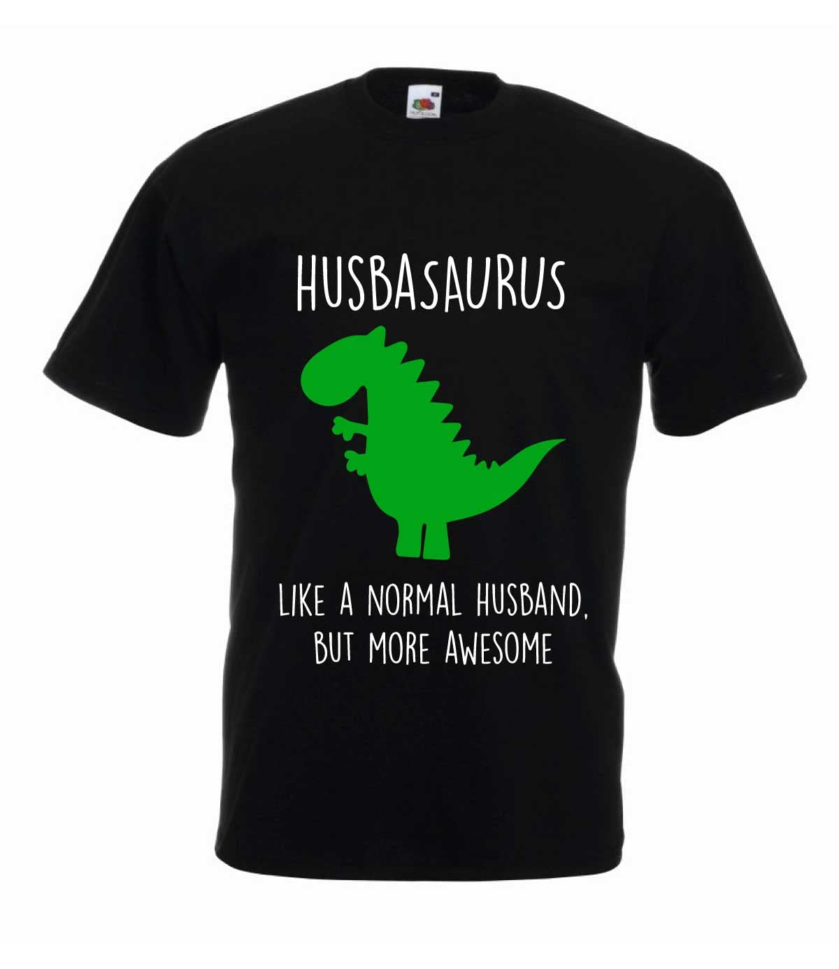 60 Second Makeover Limited Husbasaurus, Like a Normal Husband But More Awesome, Men's Black Dinosaur Tshirt