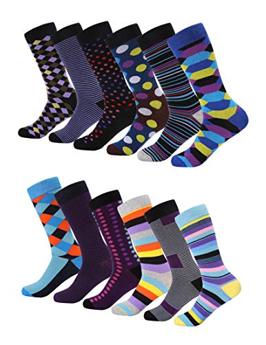 Mio Marino Men's Dress Socks - Colorful Funky Socks for Men - 12 Pack (Funky Cluster,13-15)