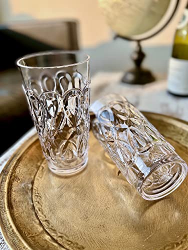 Klifa- Infinity- 21 Ounce, Set Of 6, Acrylic Highball Drinking Glasses, Iced Tea Cups, Bpa-Free, Stackable Plastic Drinkware, Dishwasher Safe, Clear #TOP2