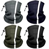 Jelbolin Winter Neck Warmer Gaiter for Men: 4 Pack Reflective Face Mask Cover Hi Vis Balaclava Ski Mask for Outdoor Work Construction Sports Running Cycling, Navy