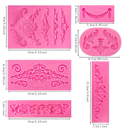 Baroque Style Curlicues Scroll Lace Fondant Silicone Mold Filigree Mold 3D Sculpted Flower Cake Molds for Decorating Candy Polymer Clay Sugar Craft - Thumbnail 2