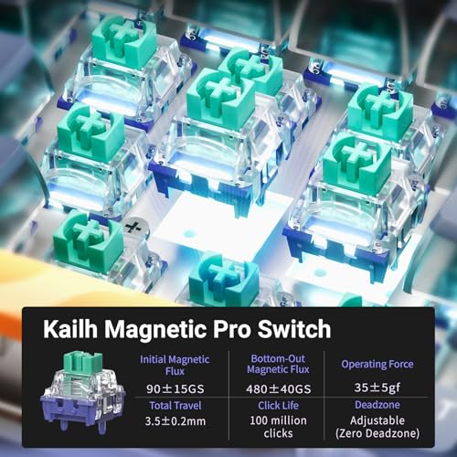 Image of Hexgears HK-K22 Mechanical Gaming Keyboard with Hall Effect Magnetic Switch, Fast Trigger Mode Adjustable Actuation, 8000Hz Polling Rate, RGB Backlit,Wired Magnetic Keyboard for Laptop /PC Gamer (Wind)