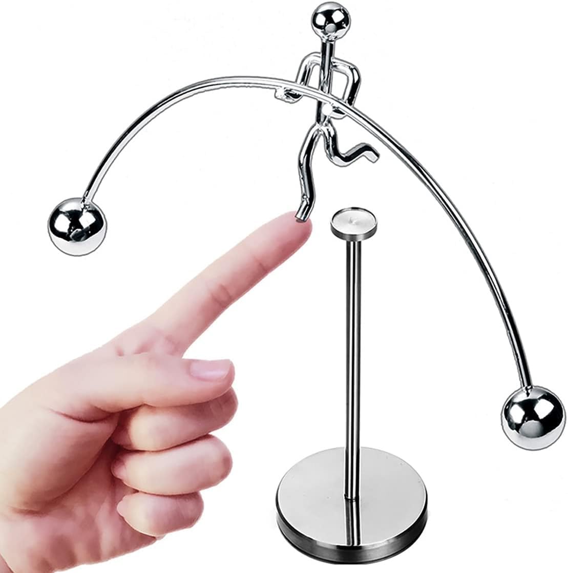 Nivido Enterprise® Stainless Steel Balancing Toy | Engular Momentum Silver Pole Balancing Man | Stress Relief Motion Toy (Pole Balancing) (B0CTMG7DJQ) Amazon Price History, Amazon Price Tracker