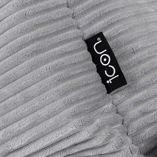 Icon Dalton Sitzsack mit Hocker Cord, Grau, Gaming Sitzsack Erwachsene mit Füllung, Bean Bag, Cord Sessel, Lounge Sessel, Lounge Stuhl, Schlafzimmer, Wohnzimmer, Wohnzimmer Möbel