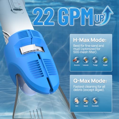 Image of Consciot Upgraded Pool Vacuum for Above Ground & Inground Pool, 75-Min Runtime, 113 inch (9.4FT) Telescopic Pole, 22 GPM Suction, 2L Capacity, 4 Filters; Ideal for Spa, Hot Tub & Pool Stairs