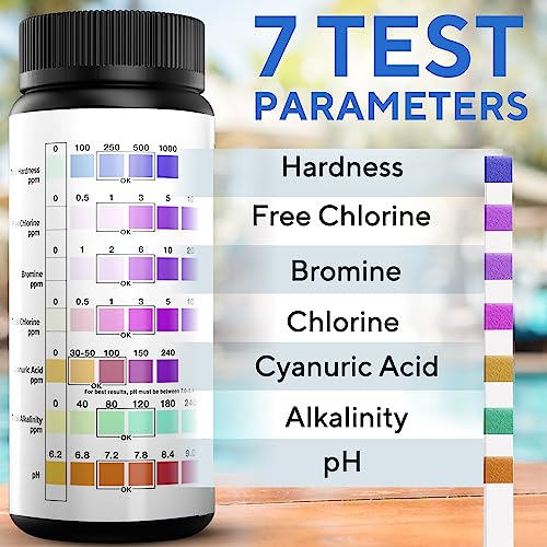 Benicci 7-In-1 Accurate Pool Test Strips - 100 Hot Tub Spa Test Strips thumb #1