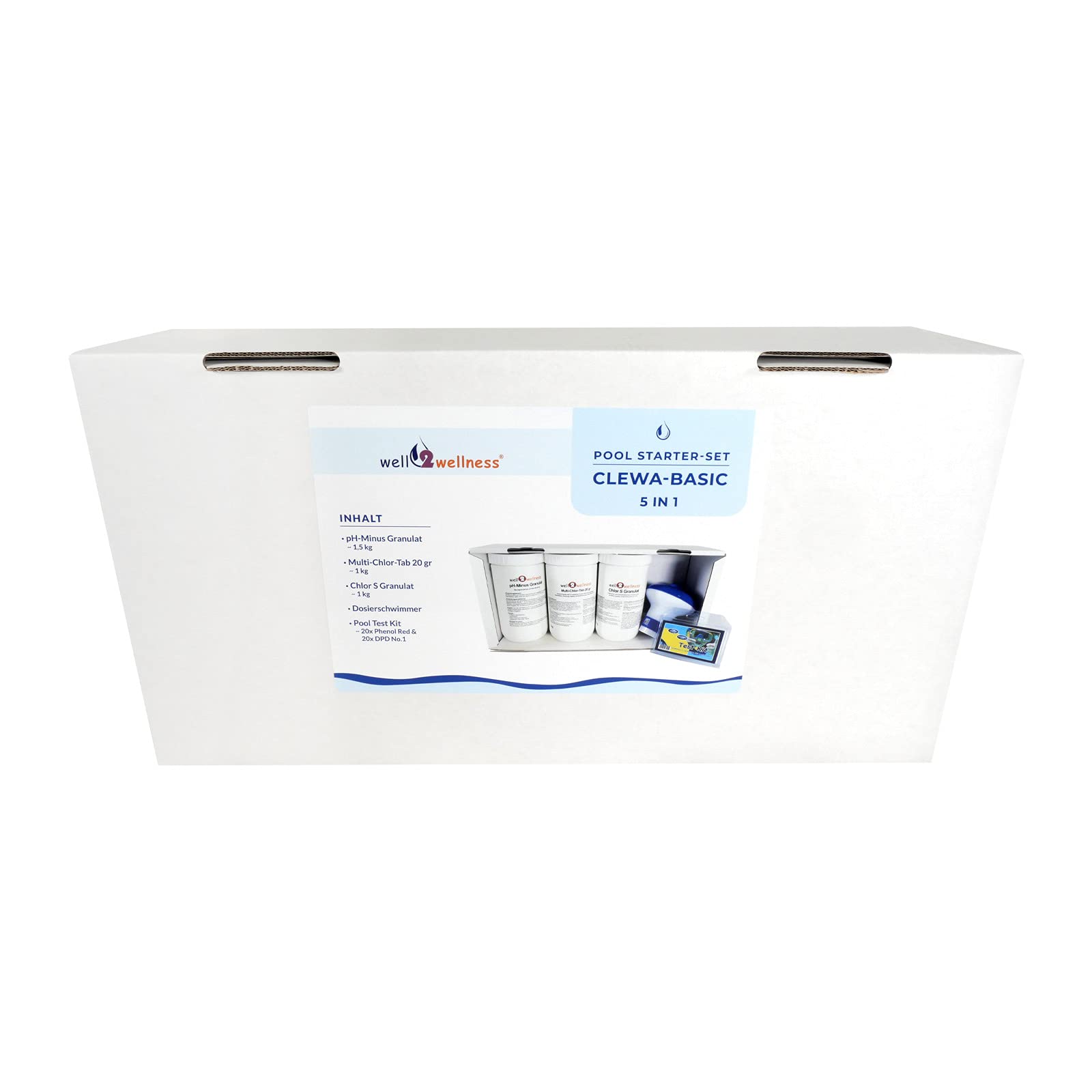 well2wellness® Pool Komplettset Wasserpflege - Schwimmbad Wasserpflege Kit CLEWA 5in1
