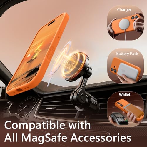 Image of FireNova Magnetic for iPhone 17 Case, Compatible with MagSafe, [Integrated Silicone Camera Control Button] [Camera Protection] Anti-Scratch Microfiber Lining Phone Case, 6.3 inch, Orange